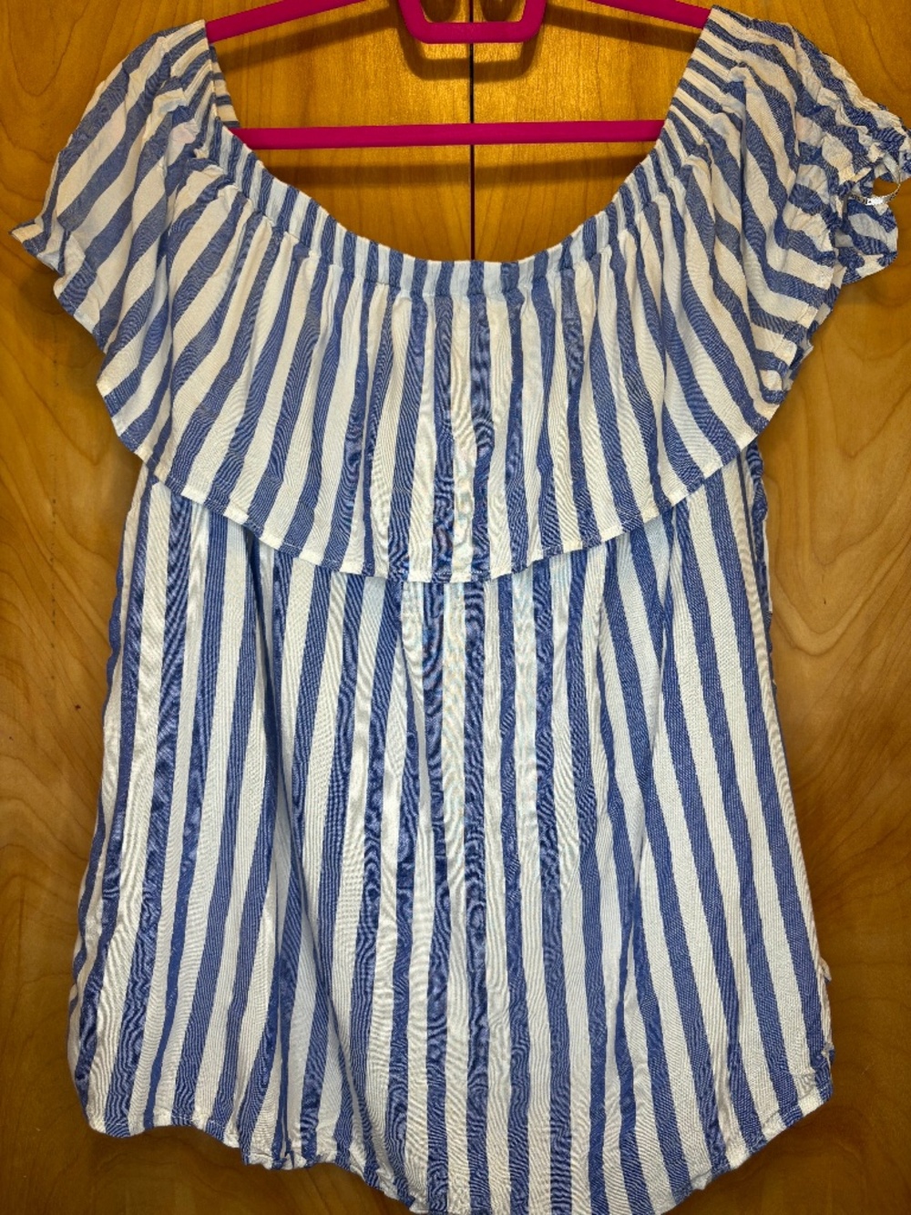 Forever 21 Blue & White Striped Off-Shoulder Top Size 3X